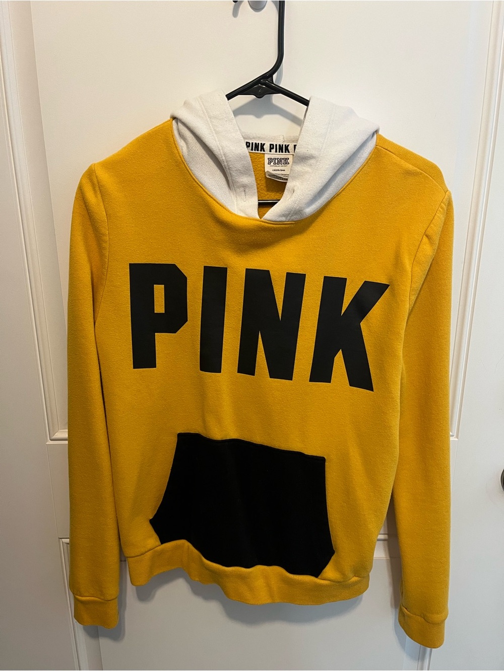 Victoria's Secret PINK Yellow Hoodie Sweater with White Hood